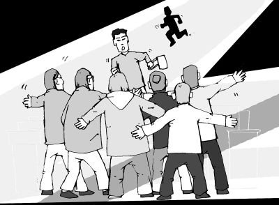 6位曬太陽的老人堵住歹徒去路。陶剛 制圖